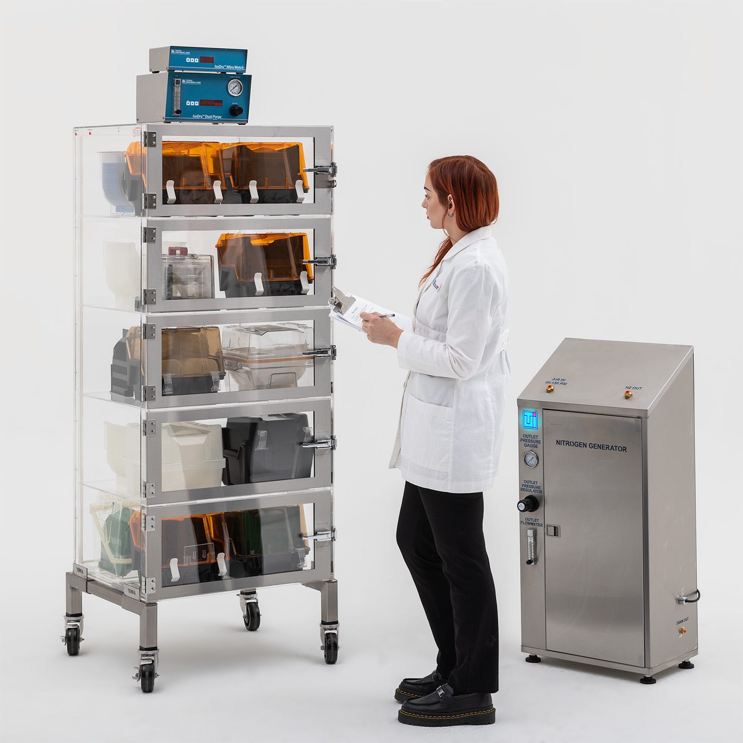 Terra Universal Wafer Box Desiccator Cabinet with Nitrowatch Dual Purge module