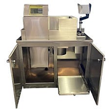 photo of a customized PET cabinet with lead lining for radiopharmacy