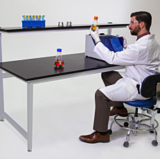 Epoxy Resin Laboratory Table with Powder-Coated Steel Frame and Shelf