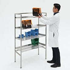 Stainless steel WIP storage rack for semiconductor wafer boxes