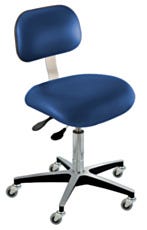 BioFit Upholstered Desk High Blue Vinyl Chair With Conclave Backrest Shown Without Foot Ring
