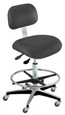 BioFit Upholstered Desk High Black Vinyl Chair With Conclave Backrest And Adjustable Foot Ring