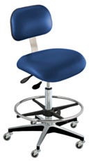 BioFit Upholstered Desk High Indigo Vinyl Chair With Conclave Backrest And Adjustable Foot Ring