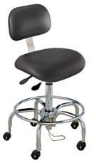 BioFit Static Control Desk High Black Vinyl Chair Tubular Leg Base Conductive Casters With Conclave Backrest And Fixed Foot Ring