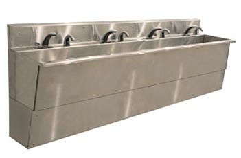 Laboratory Wall Mounted 4 Faucet Extended Sink
