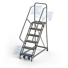 OSHA 6-Step EZY-Climb Steel Ladders with handrails and EZY-Tread or Grip Strut by EGA Products