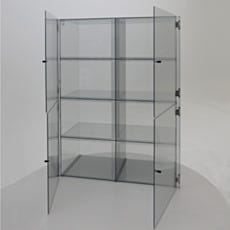 8-chamber 4-door SDPVC lab storage cabinet standing open