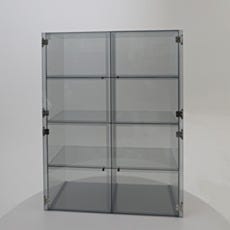 Clear SDPVC laboratory storage cabinet with 8 chambers, 4 doors and self-closing hinges