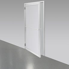 Detached powder-coated aluminum framed door with polypropylene window