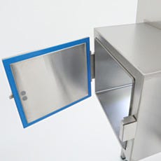 inert gas air lock transfer chamber for stainless steel glove box