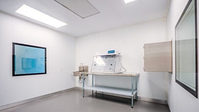 Interior view of the IVX Pharmacy Cleanroom windows and passthrough