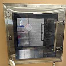 Terra 304 stainless steel wall-mount pass-through for customer use