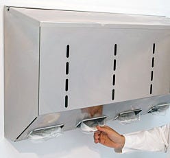 4 Compartments Wall Mounted Stainless Steel Dispenser With Bouffants