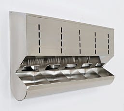 5 Compartment Wall Mounted Stainless Steel Gloves Dispenser With Catch Tray