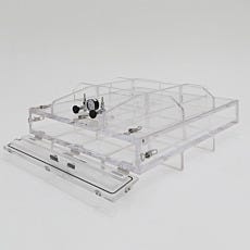 Extra wide acrylic vacuum chamber with hinged front door