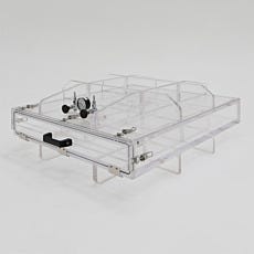 Extra wide plexiglass vacuum chamber with hinged front door