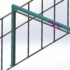 Illustration of flat roof steel truss installed to modular hardwall cleanroom frame