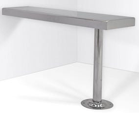 Floor Mounted Wall Attached Solid Top Bench