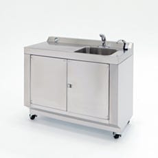 Stainless steel self-contain mobile hand-washing station for cleanroom