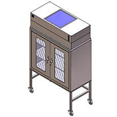 Mobile laminar flow cabinet in stainless steel with UPS battery system