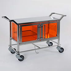 Stainless steel cleanroom cart with built-in amber acrylic desiccator cabinet