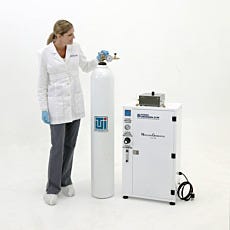 Nitrogen generator with gas cylinder and pressure booster module