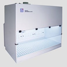 Polypropylene laminar flow containment hood with perforated surface