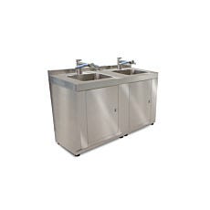 Cleanroom Stainless Steel 2 Sink Rinsing Station With Dryer