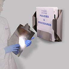 Wall-mounted BioSafe® stainless steel cleanroom file holder for aseptic laboratory