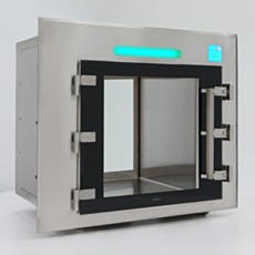 Electronic cleanroom passthrough chamber for healthcare, pharmaceutical, cGMP facilities