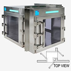 Cleanroom passthrough chamber with 3 interlocking doors for USP 800 hazardous compounding
