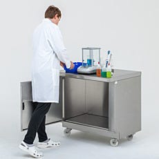 stainless steel base cabinet with accessible storage space