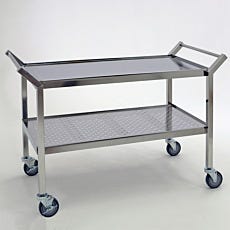 Stainless steel cleanroom cart with shelves and polyurethane wheels