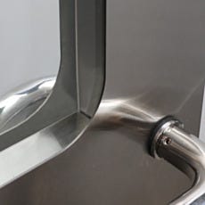 Stainless steel CleanSeam door with glass windows