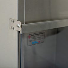 Static-Dissipative PVC sash on vertical laminar flow hood