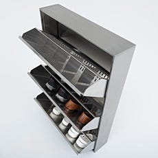 Three-tier stainless steel shoe storage cabinet for footwear storage