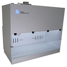 Valuline white polypropylene containment hood with light and sash