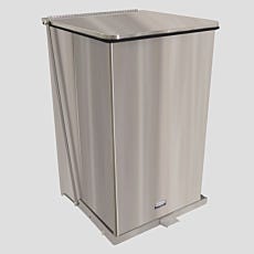 40-gallon waste receptacle with foot pedal in 304 stainless steel for cleanrooms