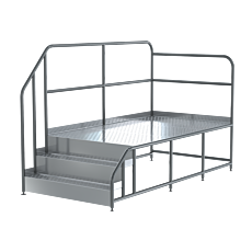 render of 3-step access work platform with left-side handrail