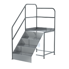 render of 4-step access work platform with left-side handrail