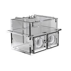 vacuum glove box render with two front-side glove ports