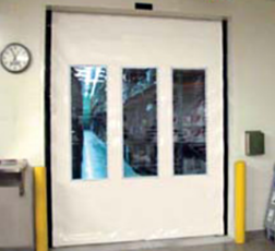 full view of roll up door with vertical vision panels