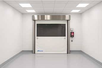 High-speed roll up door with cleanroom through the clear window