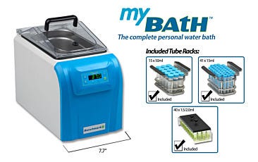 Benchmark Scientific myBath Digital Water Baths with included tube racks in 4L models