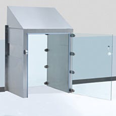 BioSafe CleanMount pass-through showing dual tempered glass doors