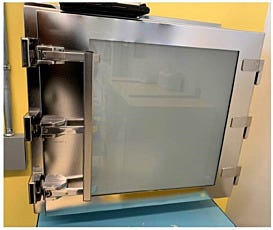 BioSafe® stainless steel pass-through installed in a colorectal cancer lab