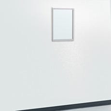 full view of framed biosafe cleanroom mirror mounted on wall
