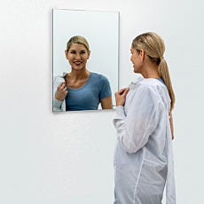 frameless biosafe cleanroom mirror in use with model
