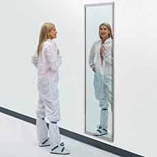 framed biosafe cleanroom mirror in use with model