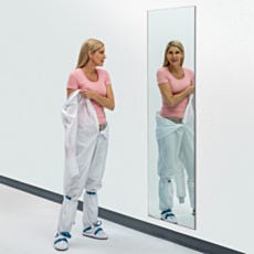 frameless biosafe cleanroom mirror in use with model